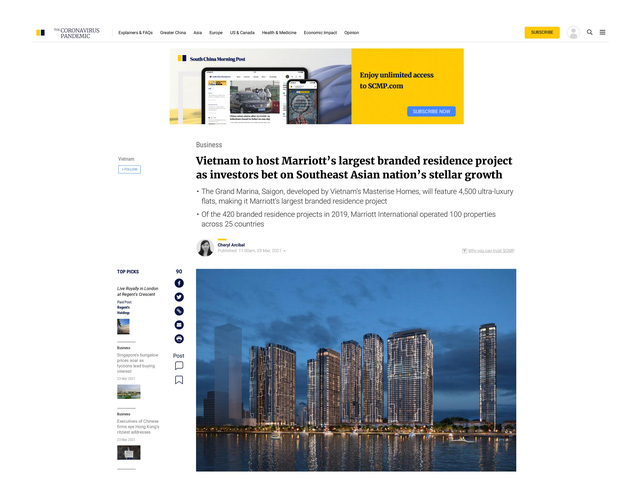 Masterise Homes公司赴香港推豪宅綜合開發案 越南財經 越南新聞