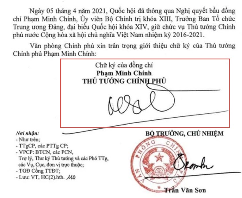 越南政府「介紹」新任總理和各副總理的簽名 越南財經 越南新聞