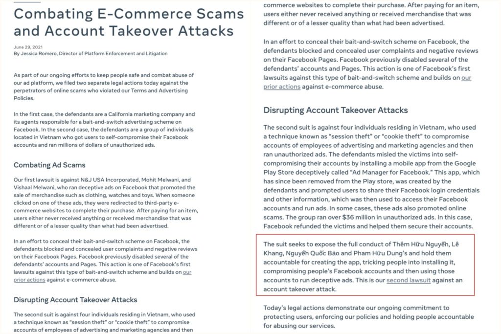 臉書控告四名越南人盜用他人臉書廣告帳號牟利 越南財經 越南新聞 越南電子商務產業 越南直播銷售商品