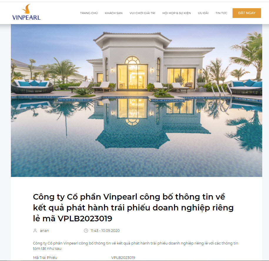 Vinpearl發行近9千億越盾債券來籌集資金