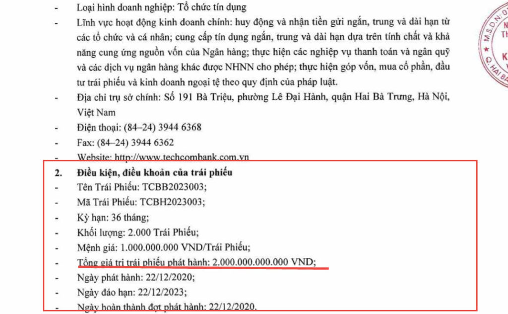 Techcombank發行金融債券集資5萬億越盾