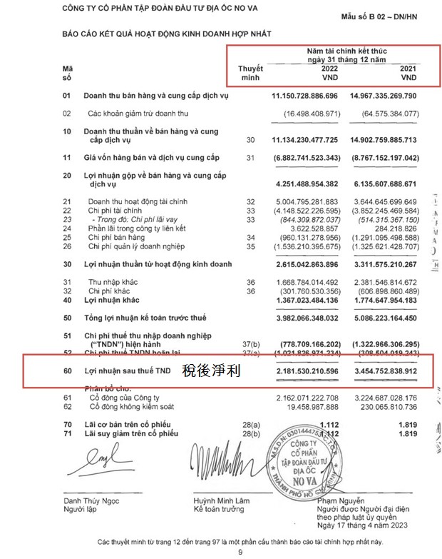 Novaland集團2022財報會計師出具繼續經營能力存重大不確定性 越南不動產市場 越南商機 越南股市 越南房地產
