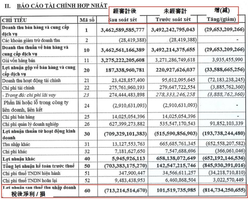 Hoa Binh營造上半年財報經審計後淨損超過8000億越盾 越南營造業 越南商機 越南房地產 越南不動產市場 