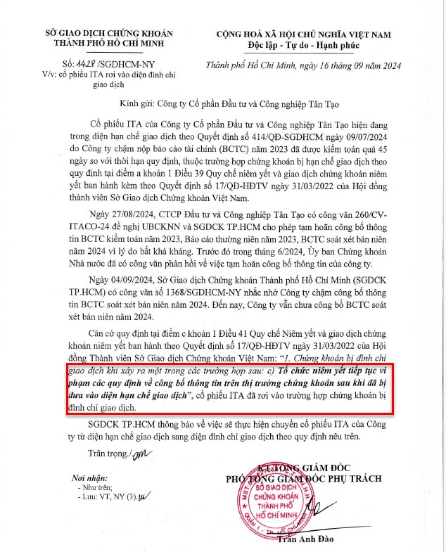 HoSE即將停止ITA股票的買賣 越南工業不動產 越南商機 越南股市 越南工業區