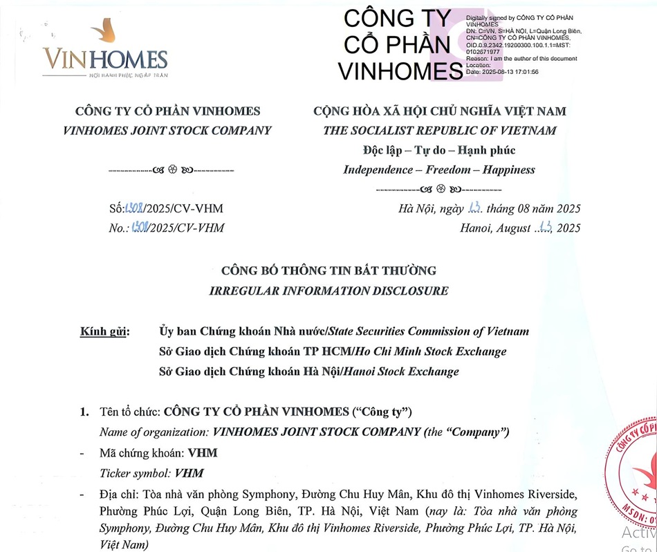 Vinhomes發行公司債籌資15萬億越盾 越南商機 越南股票市場 越南房地產 越南不動產開發公司 越南股票開戶 越南債劵市場 越南公司債 Vinhomes